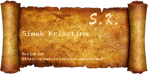 Simek Krisztina névjegykártya